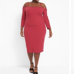 Cold-Shoulder Ribbed Bodycon Dress